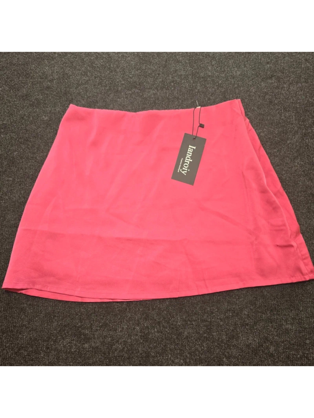 NWT Iandroiy Women’s Skirt Large Pink Satin A‑Line Fully Lined Lightweight